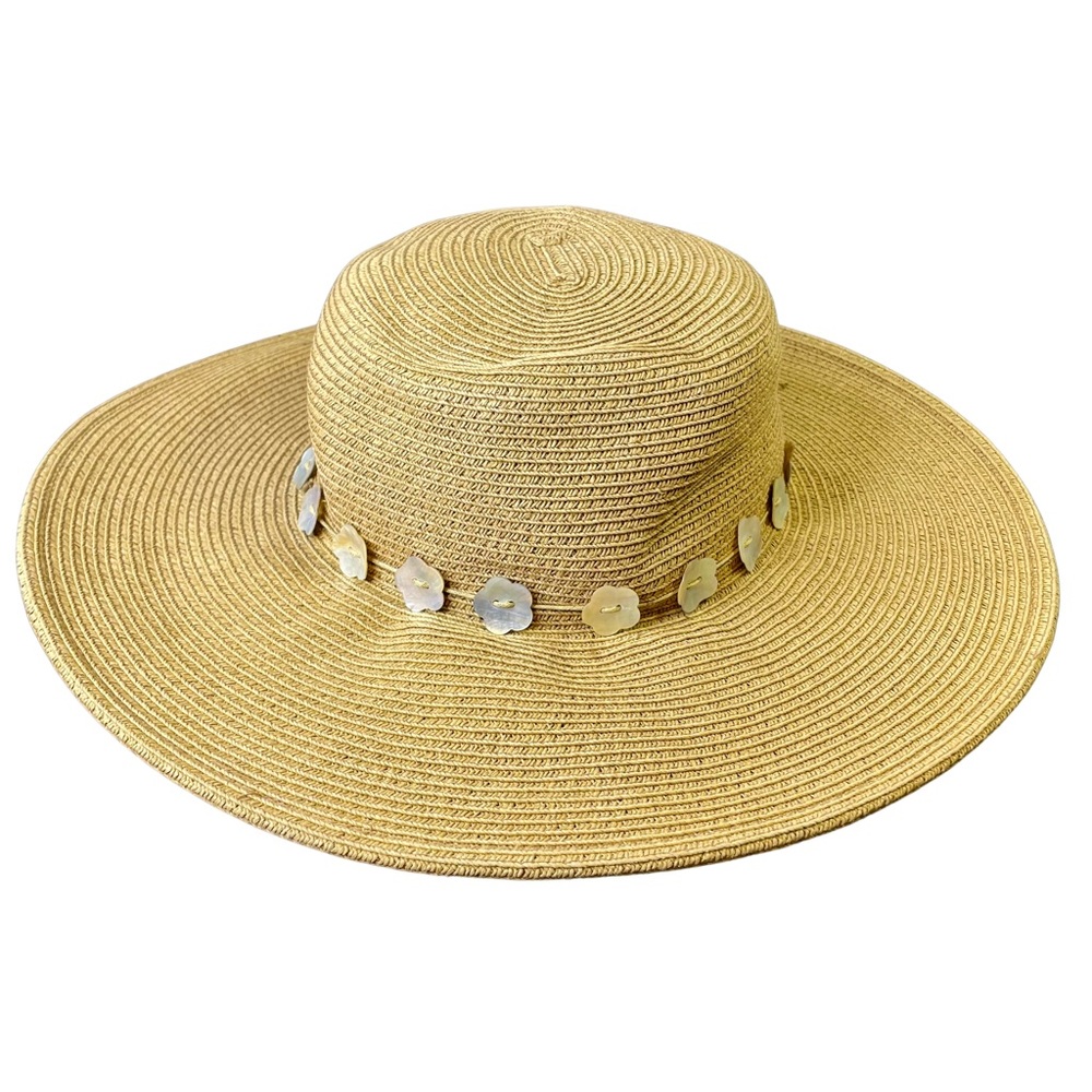 Cappelli Straworld 100% Paper 15" Wide Brim Hat Pansy Button HA2057